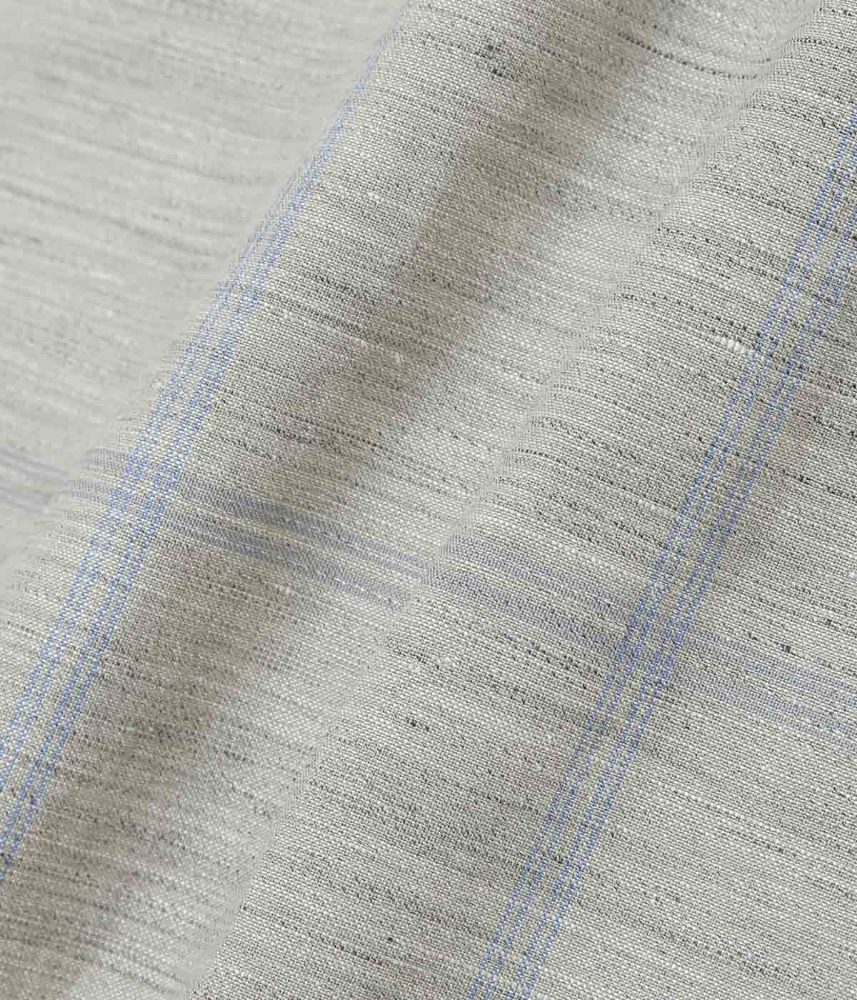 GORSCH ''OMOIDE POKET STAND COLLAR WOOL LINEN SHIRT'' (GREY/BLUE CHECK)