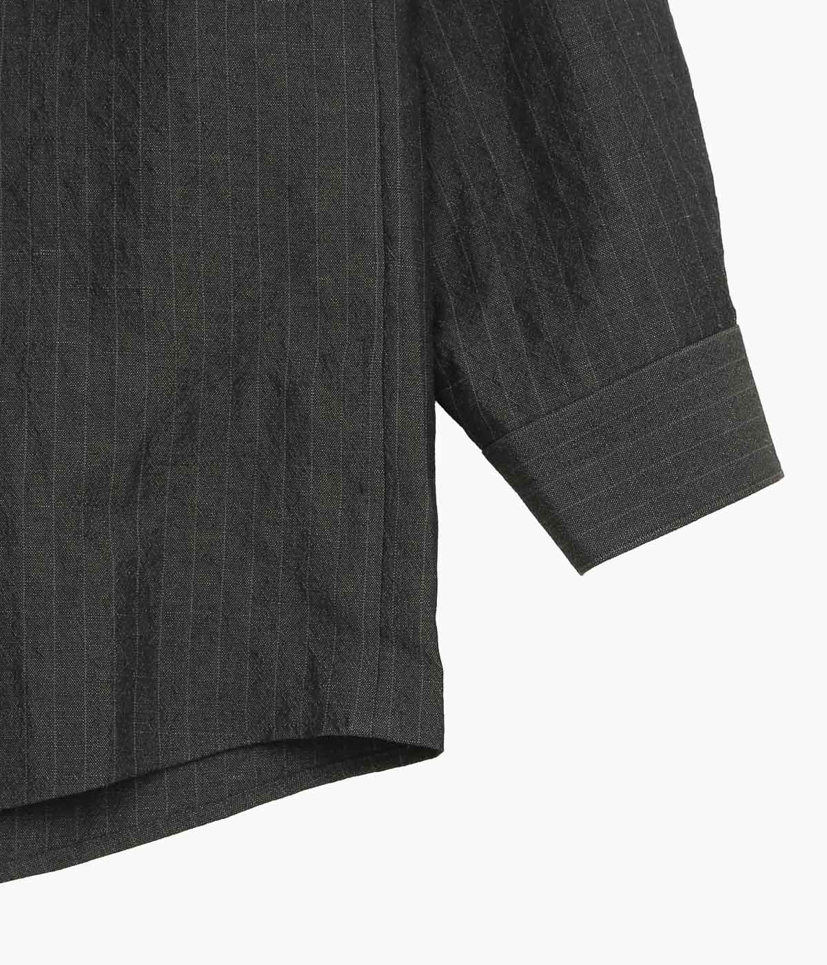GORSCH ''WOOL LINEN WIDE SILHOUETTE COLLAR SHIRT'' (GREY STRIPE)