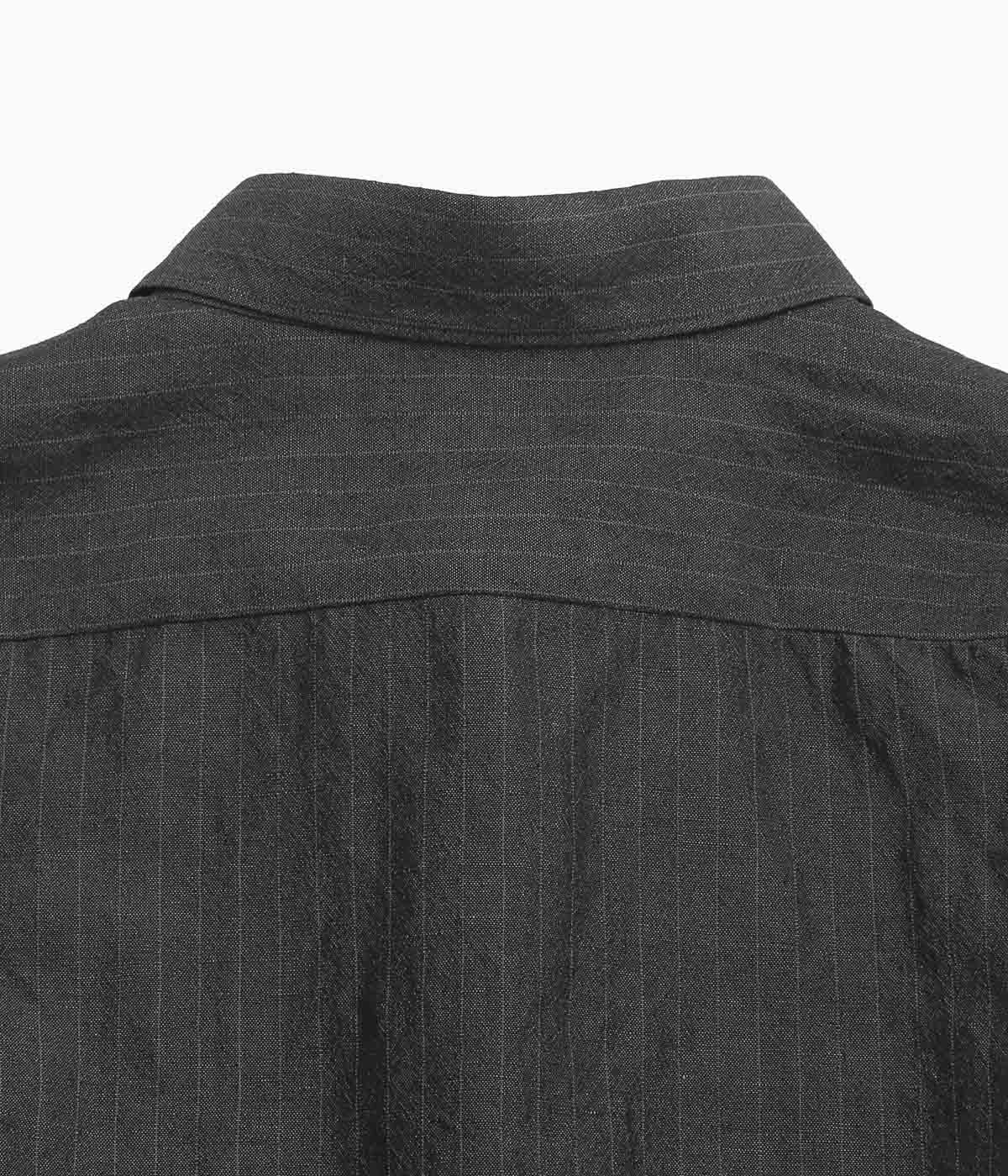 GORSCH ''WOOL LINEN WIDE SILHOUETTE COLLAR SHIRT'' (GREY STRIPE)