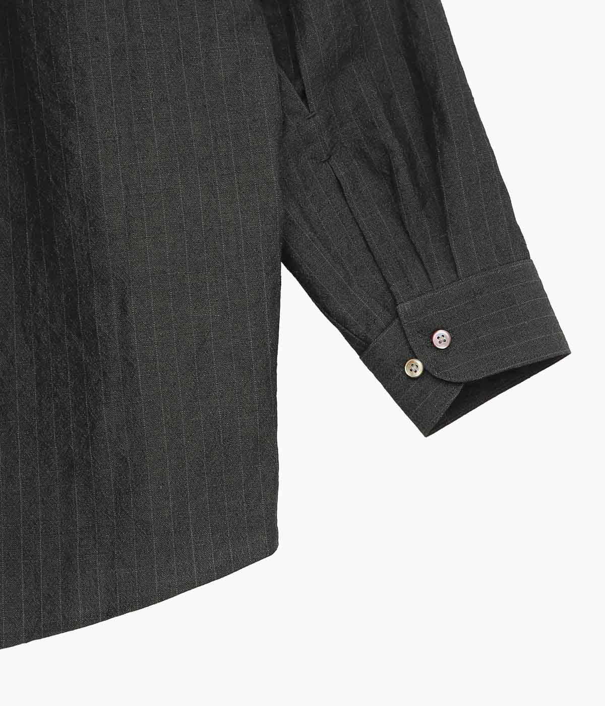 GORSCH ''WOOL LINEN WIDE SILHOUETTE COLLAR SHIRT'' (GREY STRIPE)