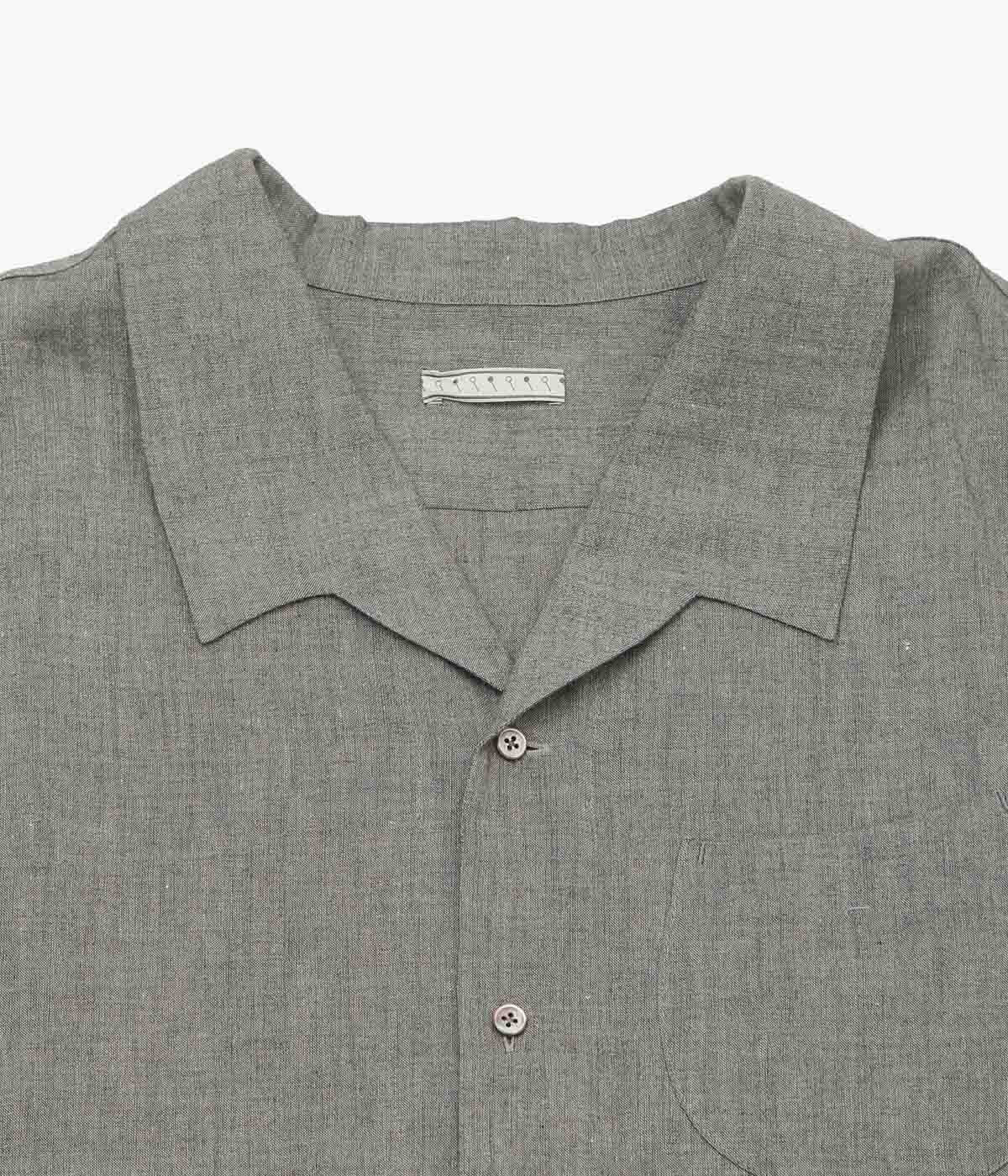GORSCH ''YAK MIXED L/C WIDE OPEN COLLAR SHORT SLEEVE SHIRT'' (DARK GREY)
