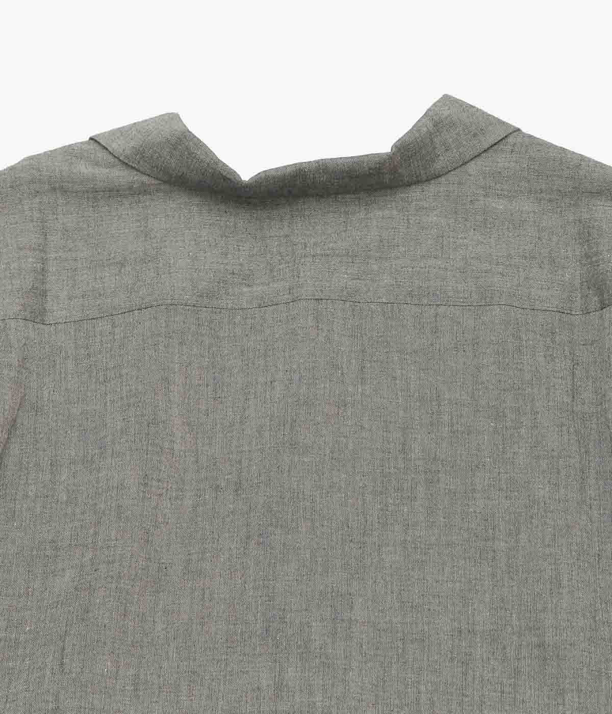 GORSCH ''YAK MIXED L/C WIDE OPEN COLLAR SHORT SLEEVE SHIRT'' (DARK GREY)