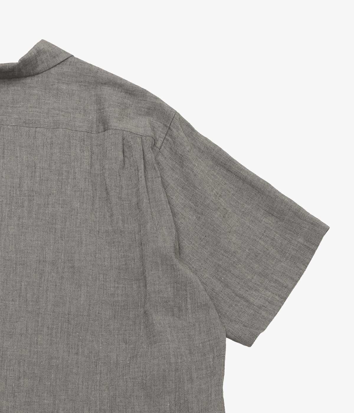 GORSCH ''YAK MIXED L/C WIDE OPEN COLLAR SHORT SLEEVE SHIRT'' (DARK GREY)