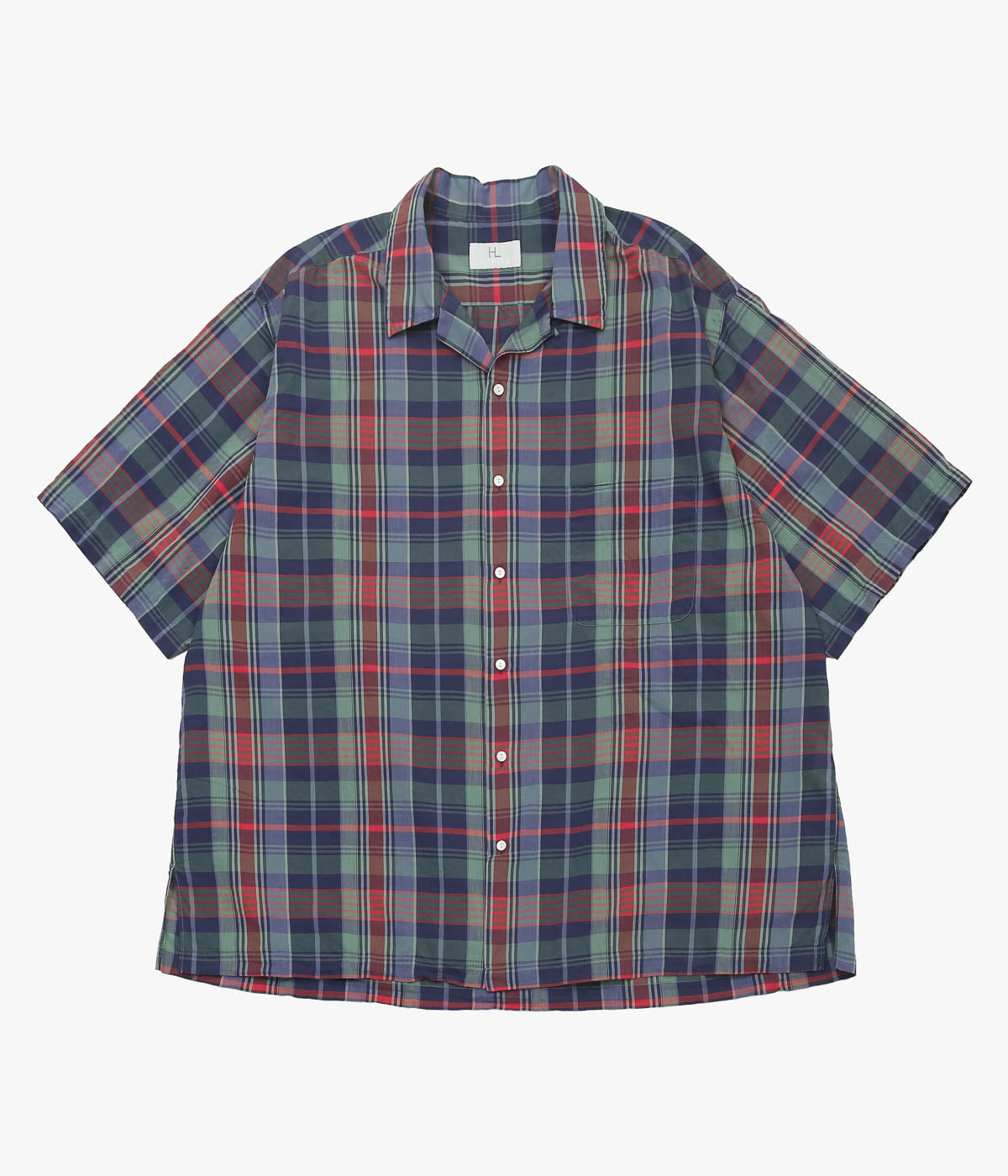 HERILL ''LAWNCHECK OPENCOLLAR SHIRTS''(BLUE CHECK)