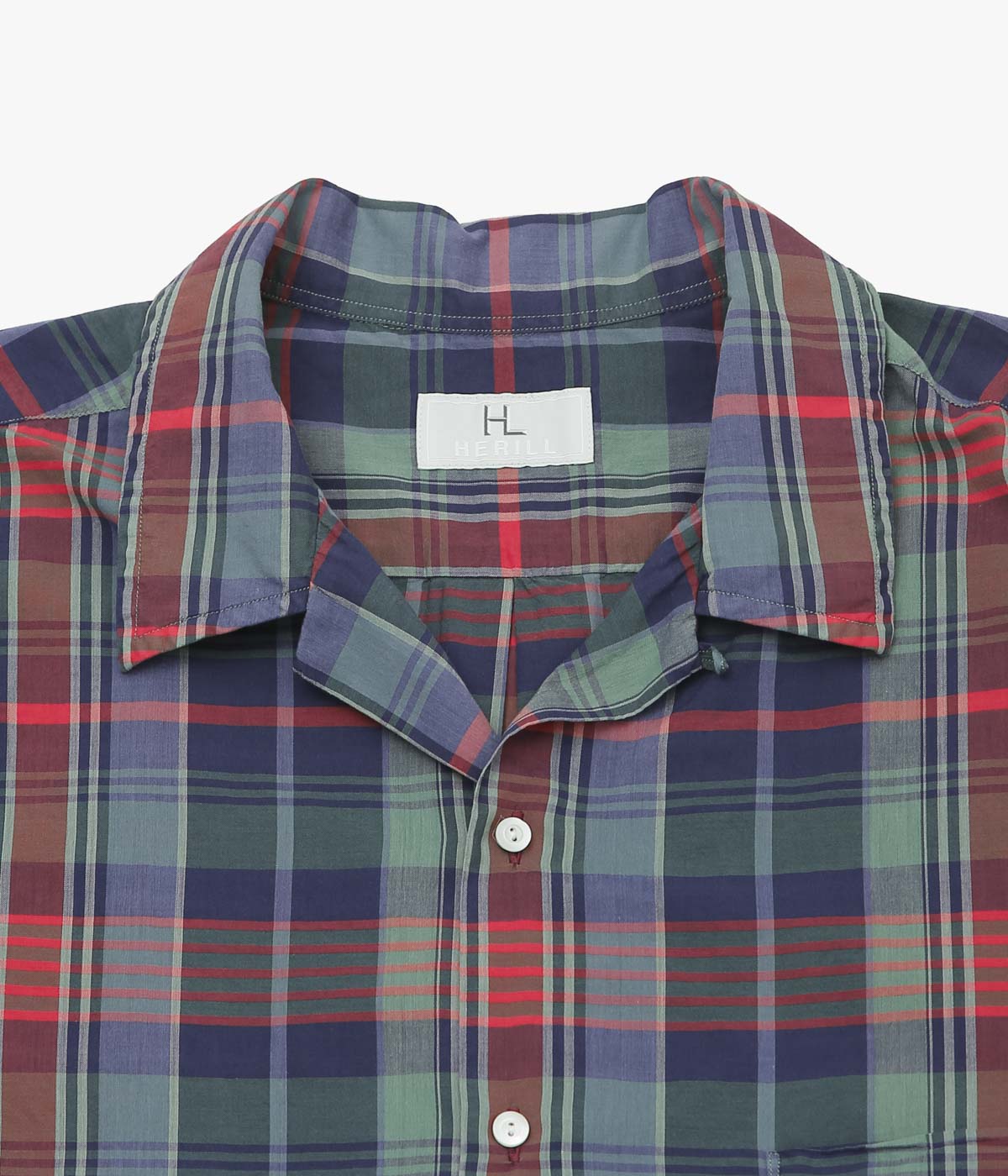 HERILL ''LAWNCHECK OPENCOLLAR SHIRTS''(BLUE CHECK)
