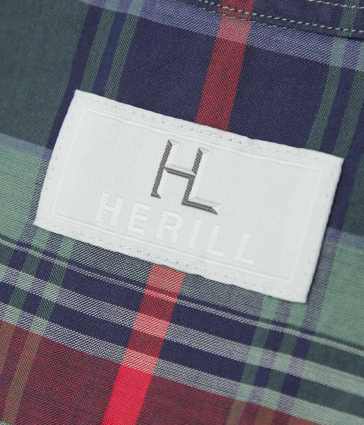 HERILL ''LAWNCHECK OPENCOLLAR SHIRTS''(BLUE CHECK)