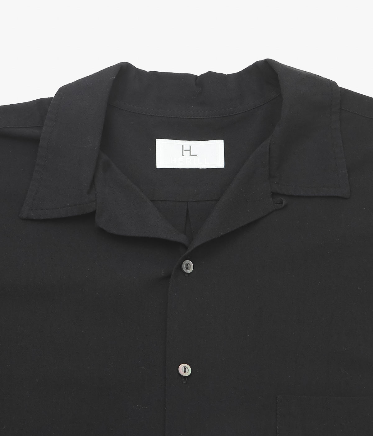 HERILL ''SILK COTTON NEP OPENCOLLAR SHIRTS'' (BLACK) – THE STORE
