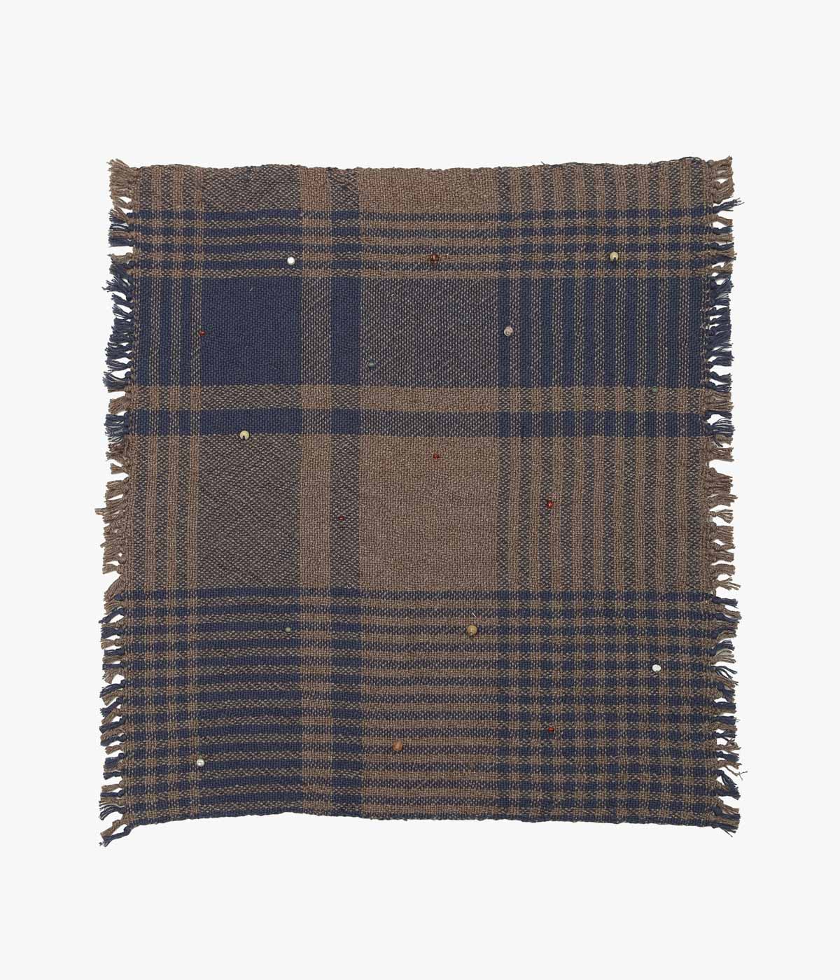 HOLLIE WARD ''BANDANA｜HAND WOVEN × VINTAGE BEADS'' (DARK TAUPE BLUE CHECK)