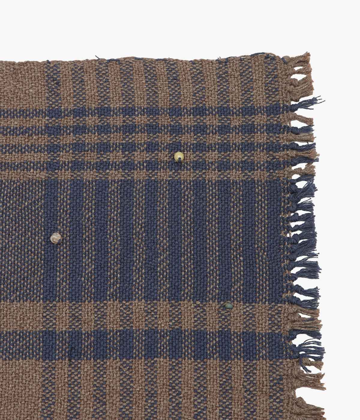 HOLLIE WARD ''BANDANA｜HAND WOVEN × VINTAGE BEADS'' (DARK TAUPE BLUE CHECK)