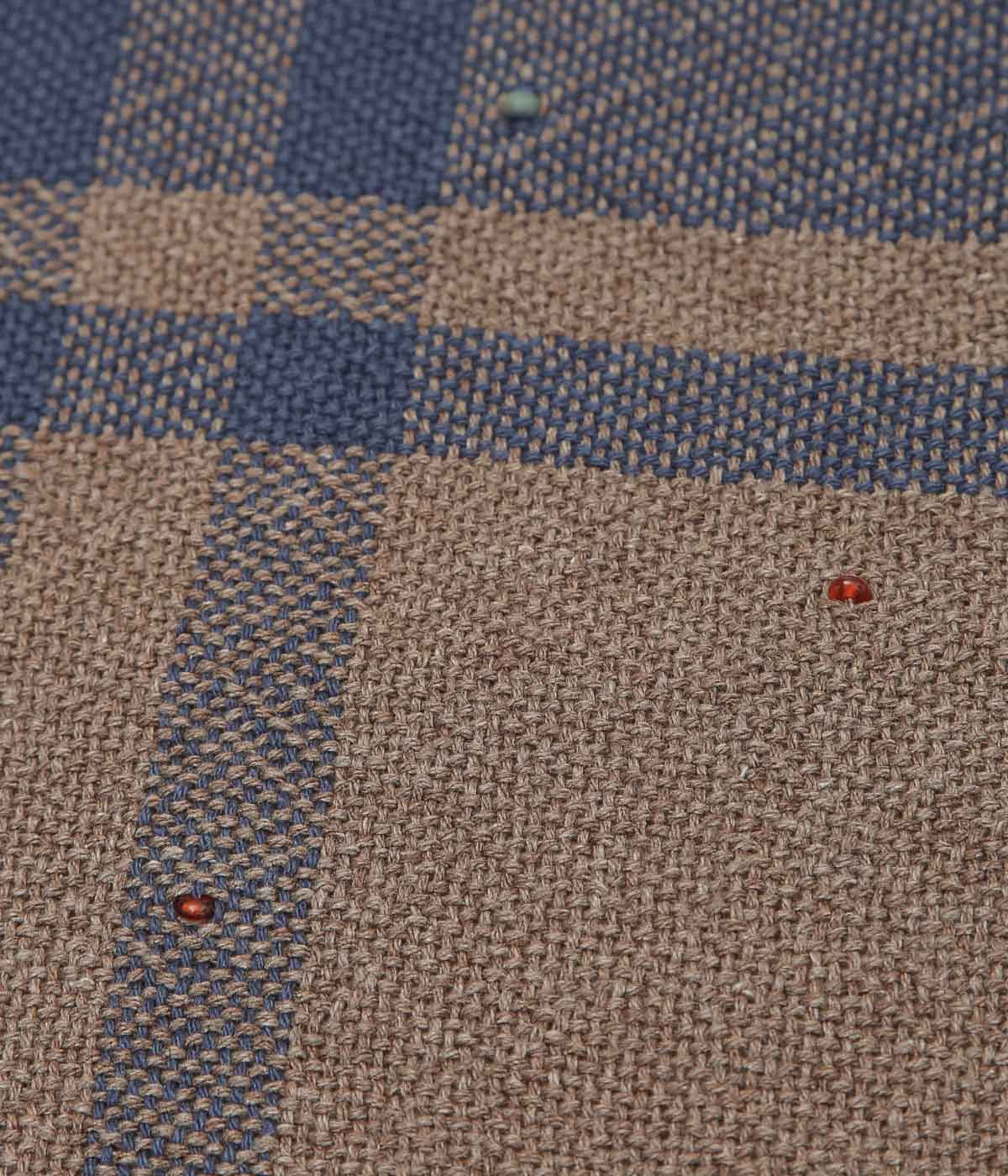HOLLIE WARD ''BANDANA｜HAND WOVEN × VINTAGE BEADS'' (DARK TAUPE BLUE CHECK)