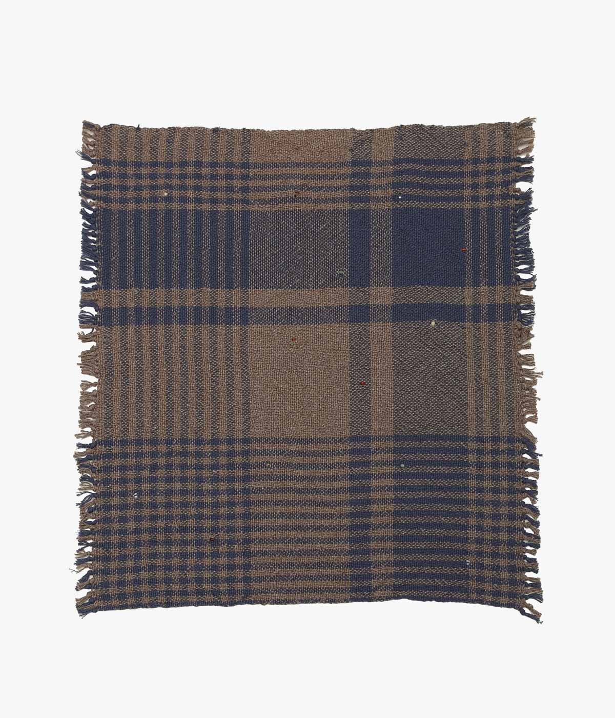 HOLLIE WARD ''BANDANA｜HAND WOVEN × VINTAGE BEADS'' (DARK TAUPE BLUE CHECK)