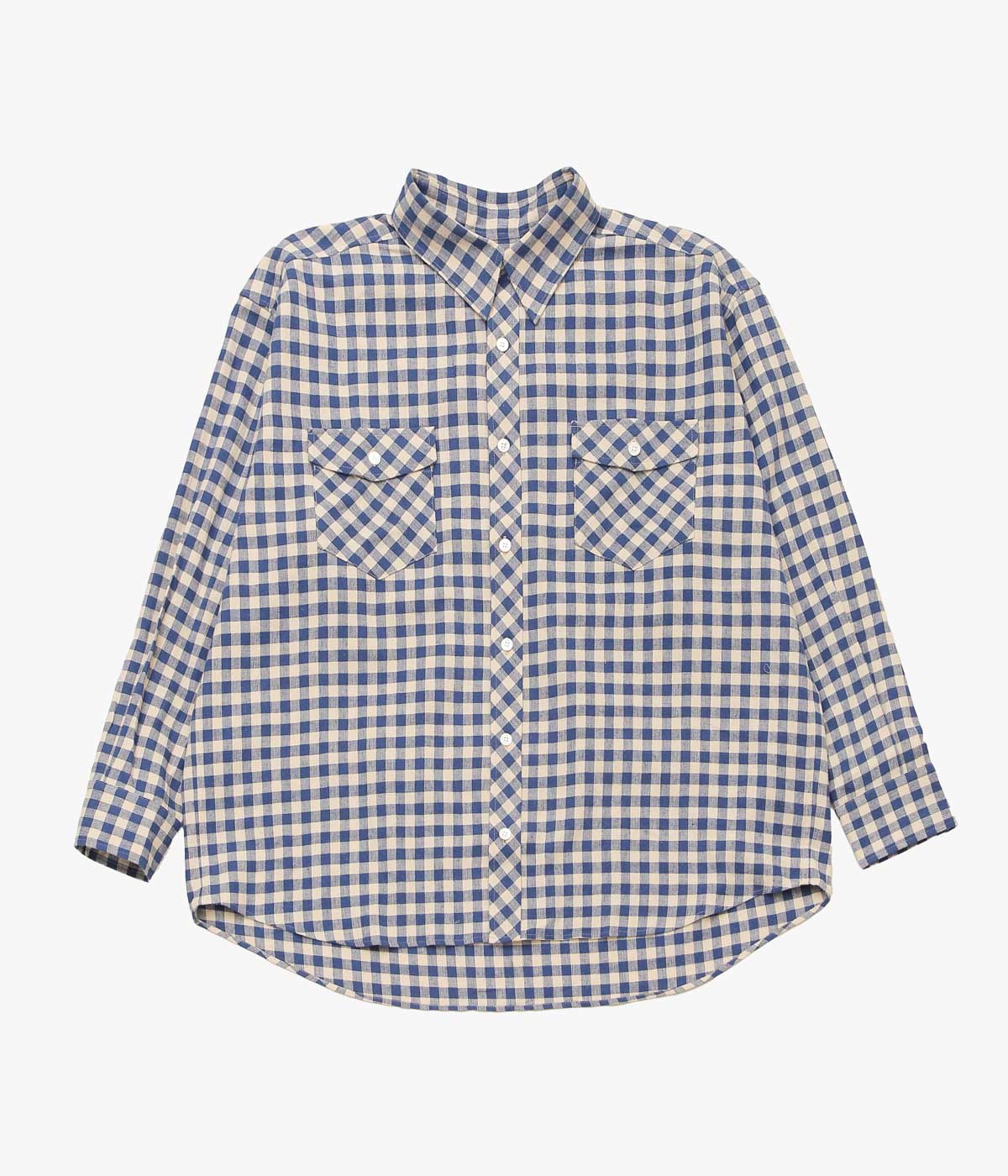 I AM DORK ''FLAP POCKET SHIRT｜COTTON LINEN'' (BLUE×WHITE) – THE