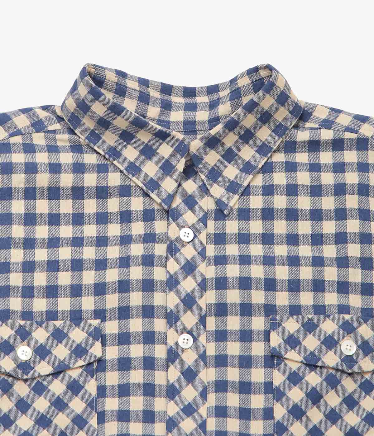 I AM DORK ''FLAP POCKET SHIRT｜COTTON LINEN'' (BLUE×WHITE)