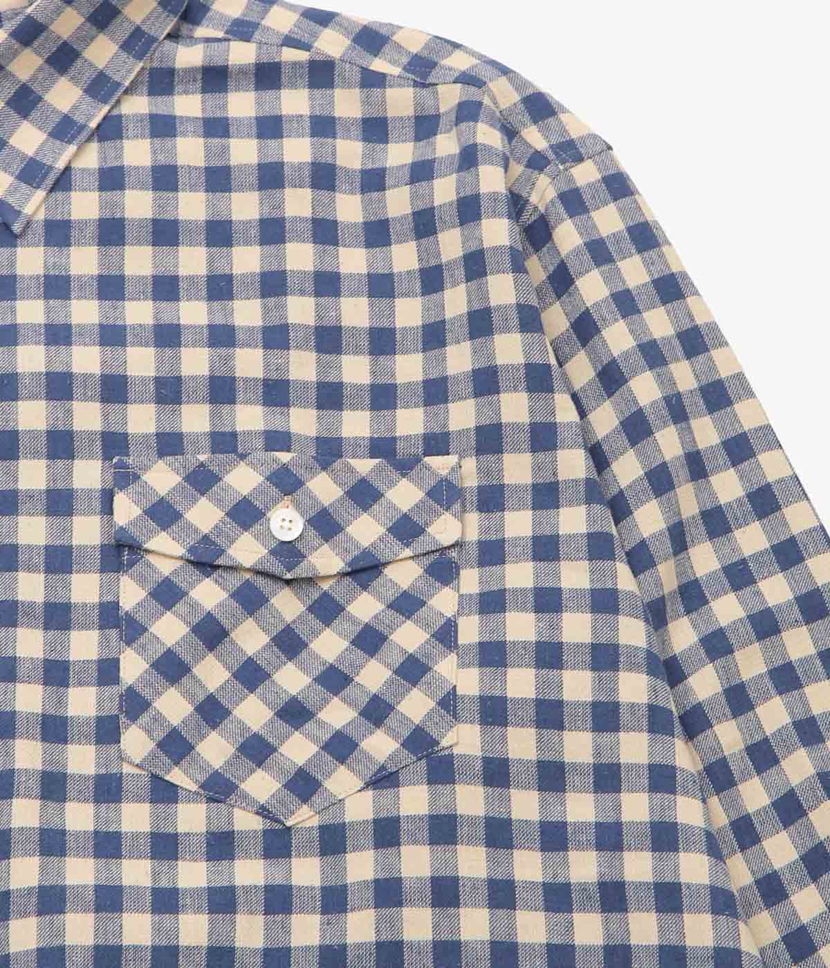 I AM DORK ''FLAP POCKET SHIRT｜COTTON LINEN'' (BLUE×WHITE)