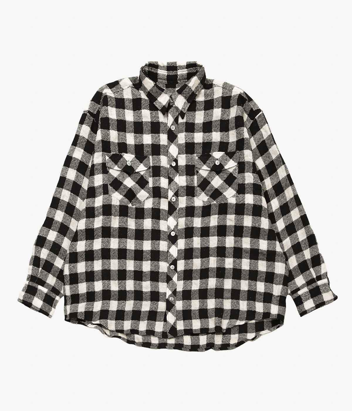 I AM DORK ''FLAP POCKET SHIRT｜LINEN WOOL'' (BLACK×WHITE)