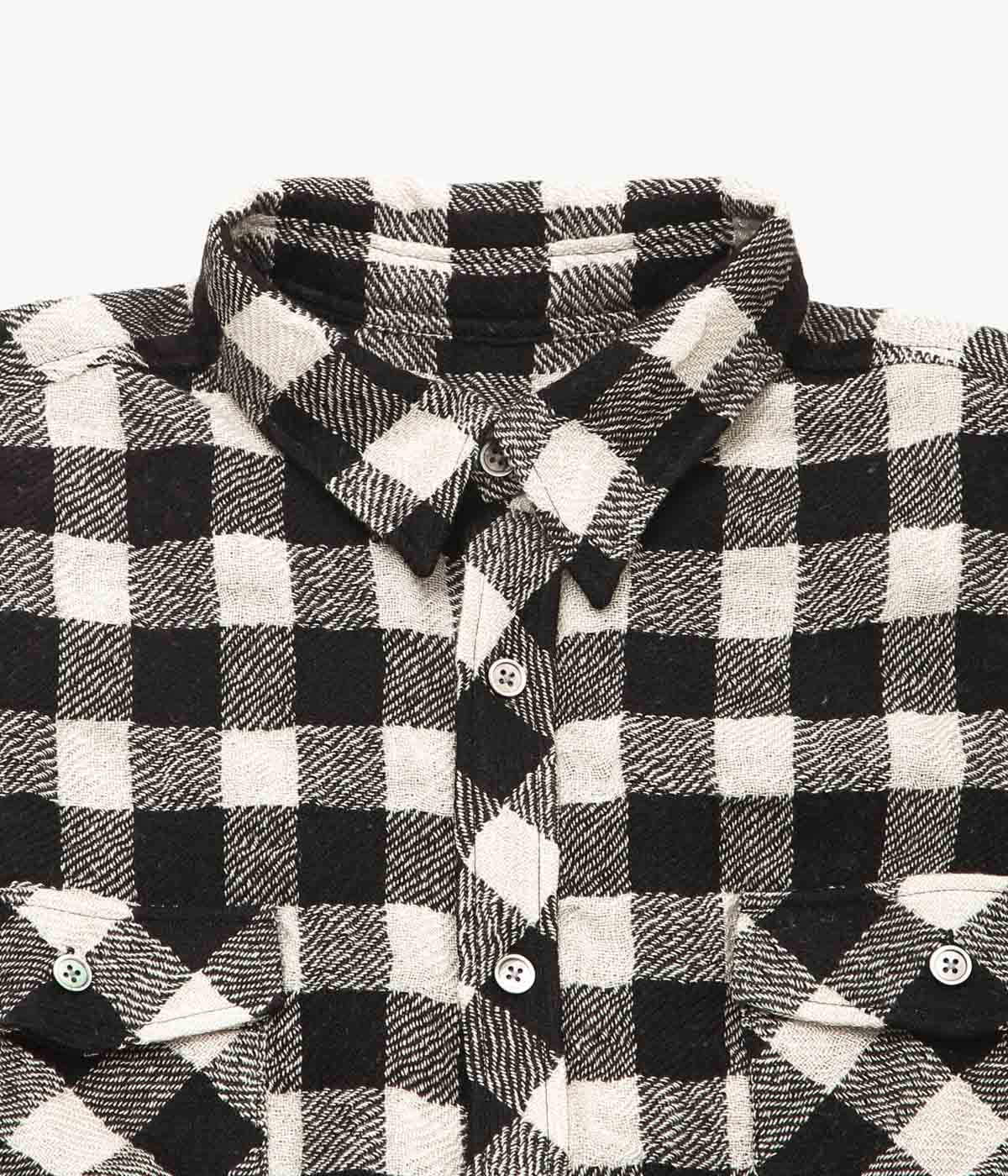 I AM DORK ''FLAP POCKET SHIRT｜LINEN WOOL'' (BLACK×WHITE)