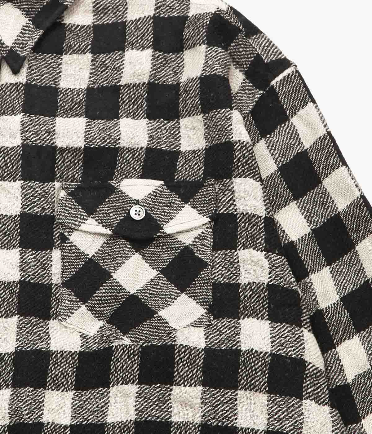 I AM DORK ''FLAP POCKET SHIRT｜LINEN WOOL'' (BLACK×WHITE)