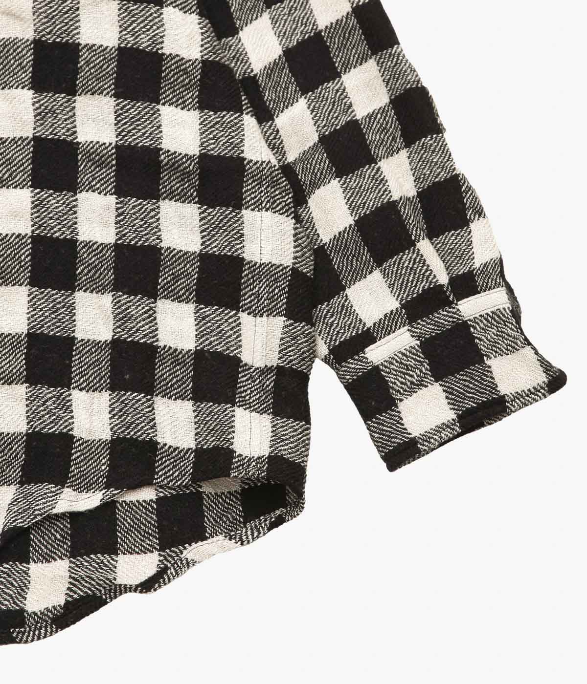 I AM DORK ''FLAP POCKET SHIRT｜LINEN WOOL'' (BLACK×WHITE)