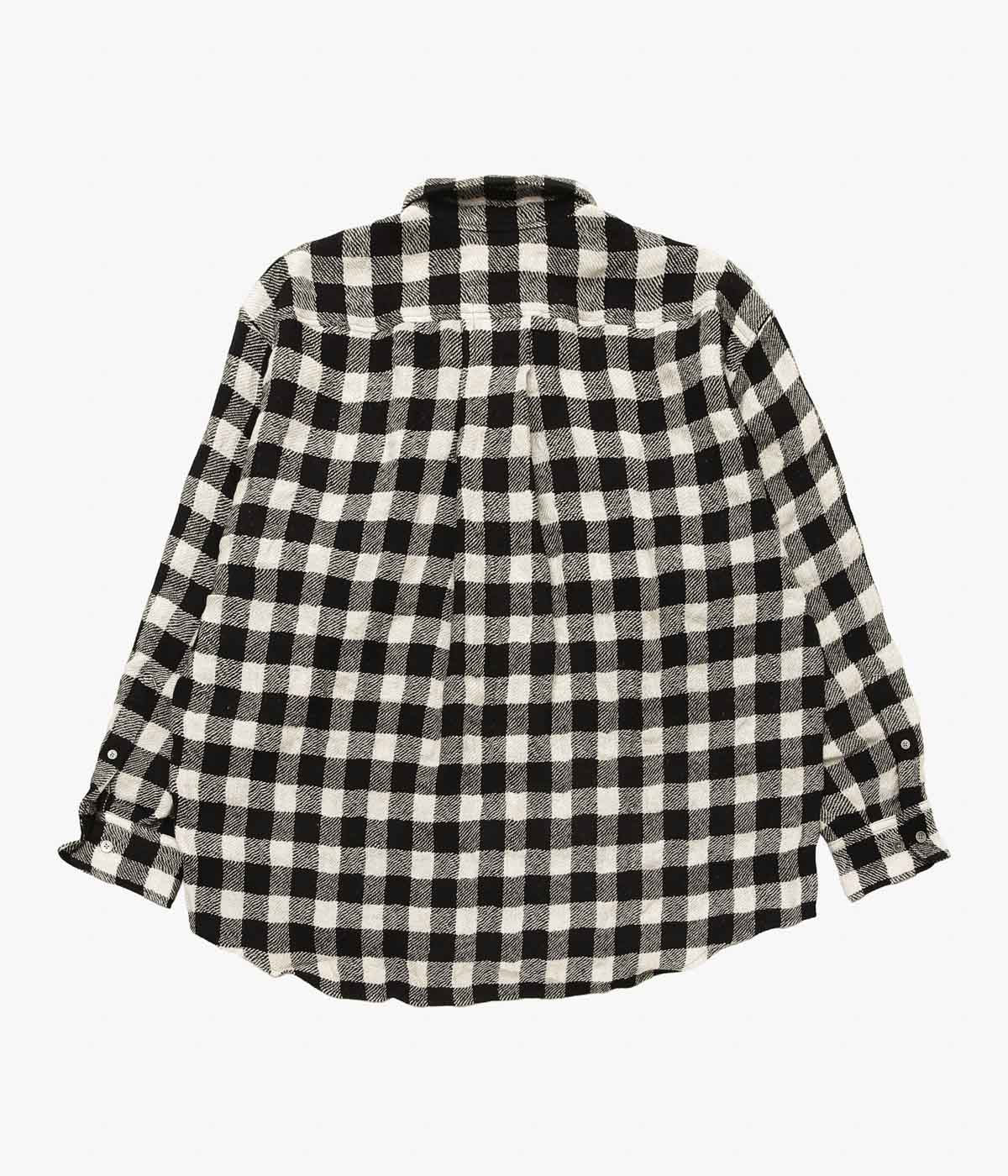 I AM DORK ''FLAP POCKET SHIRT｜LINEN WOOL'' (BLACK×WHITE)