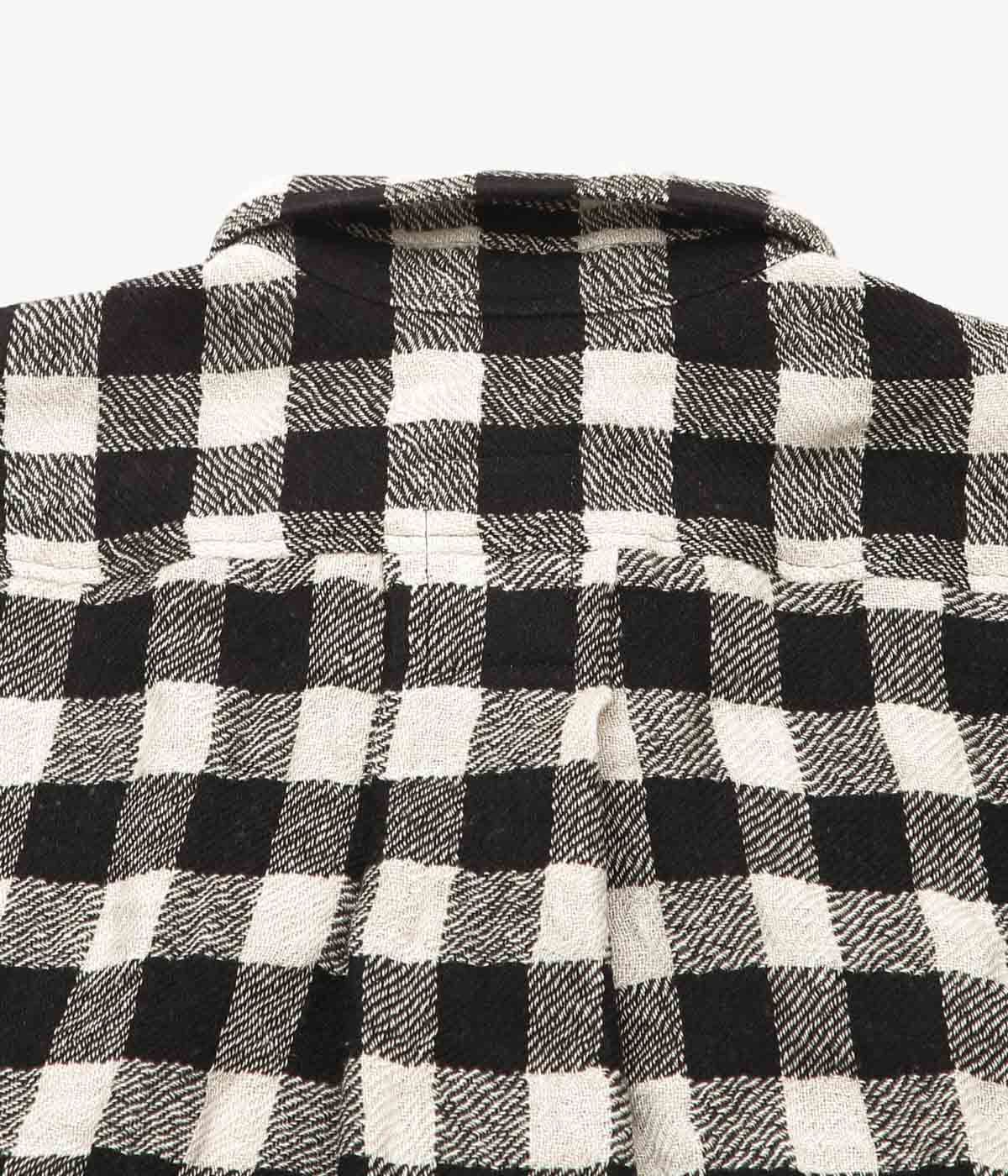 I AM DORK ''FLAP POCKET SHIRT｜LINEN WOOL'' (BLACK×WHITE)