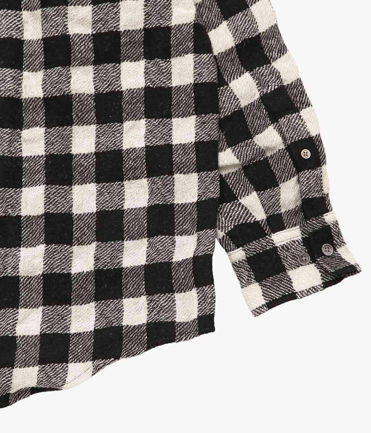 I AM DORK ''FLAP POCKET SHIRT｜LINEN WOOL'' (BLACK×WHITE)