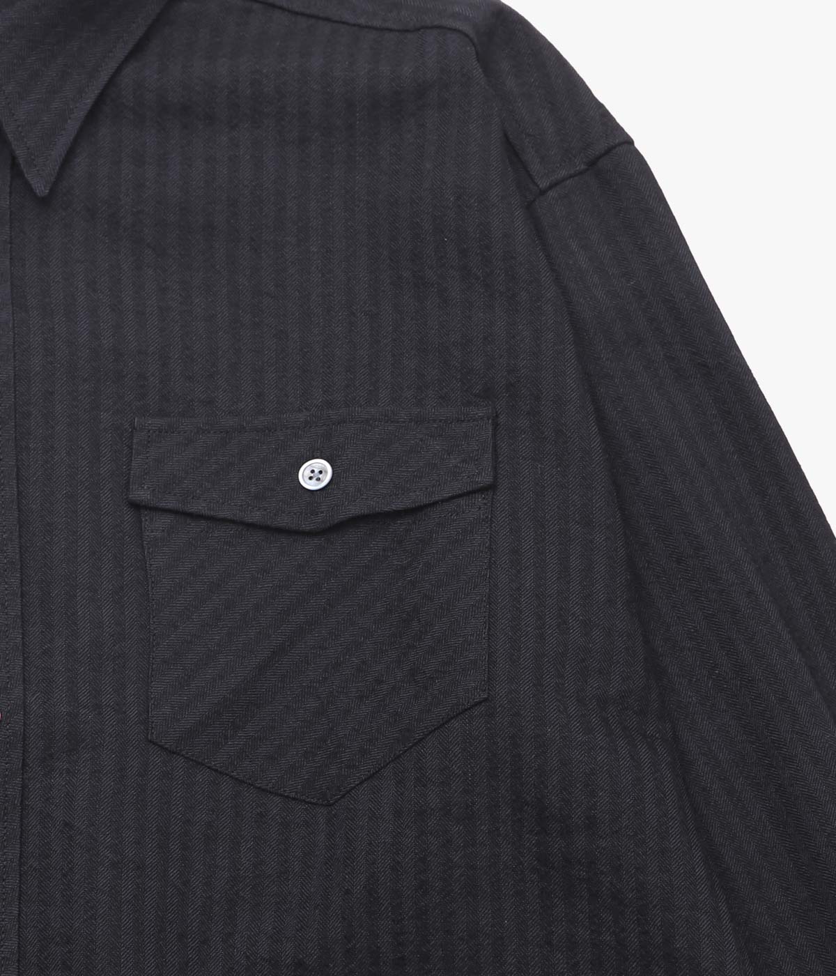 I AM DORK ''FLAP POCKET SHIRT｜WOOL RAMIE'' (BLACK HERRINGBONE)