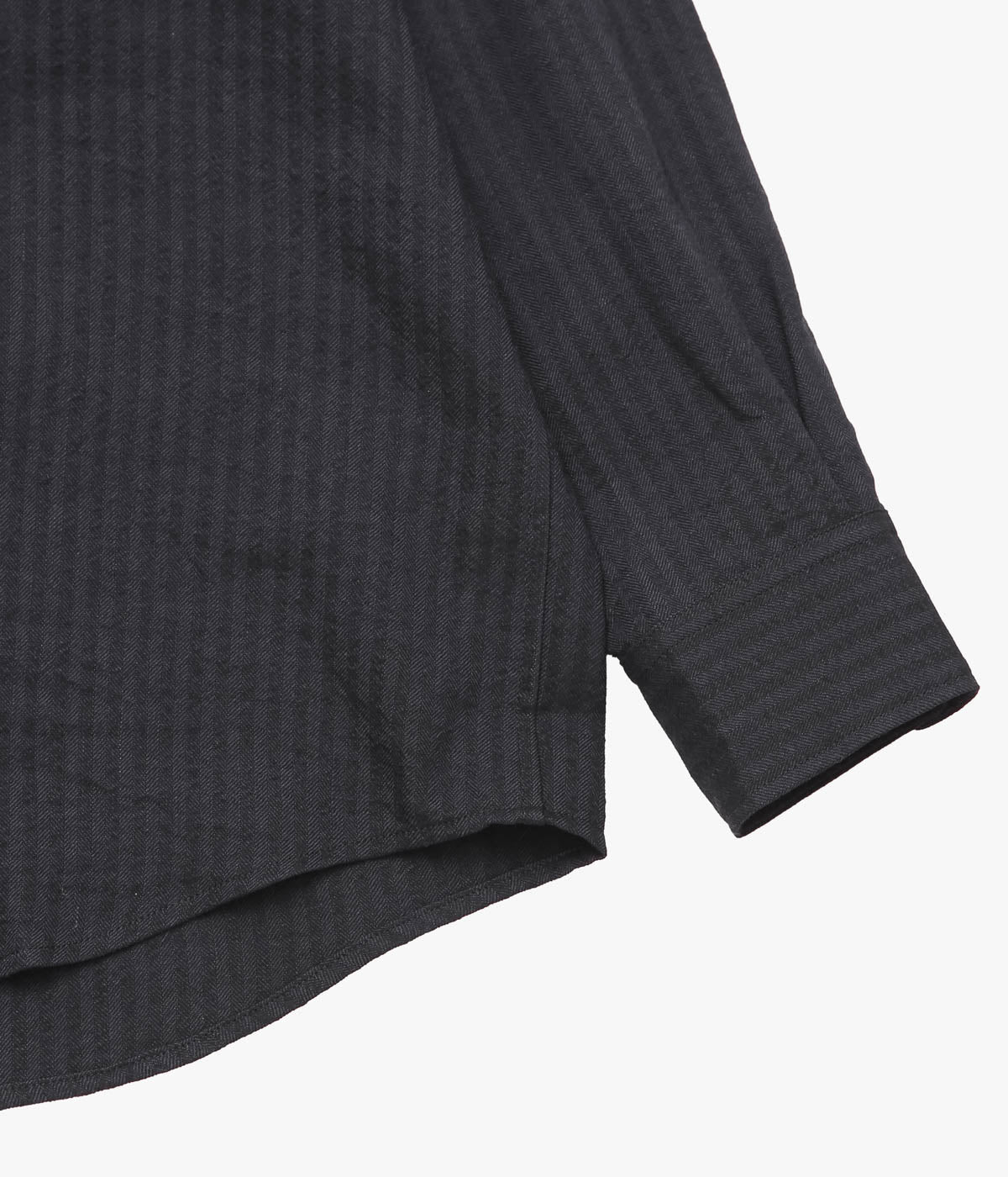 I AM DORK ''FLAP POCKET SHIRT｜WOOL RAMIE'' (BLACK HERRINGBONE)