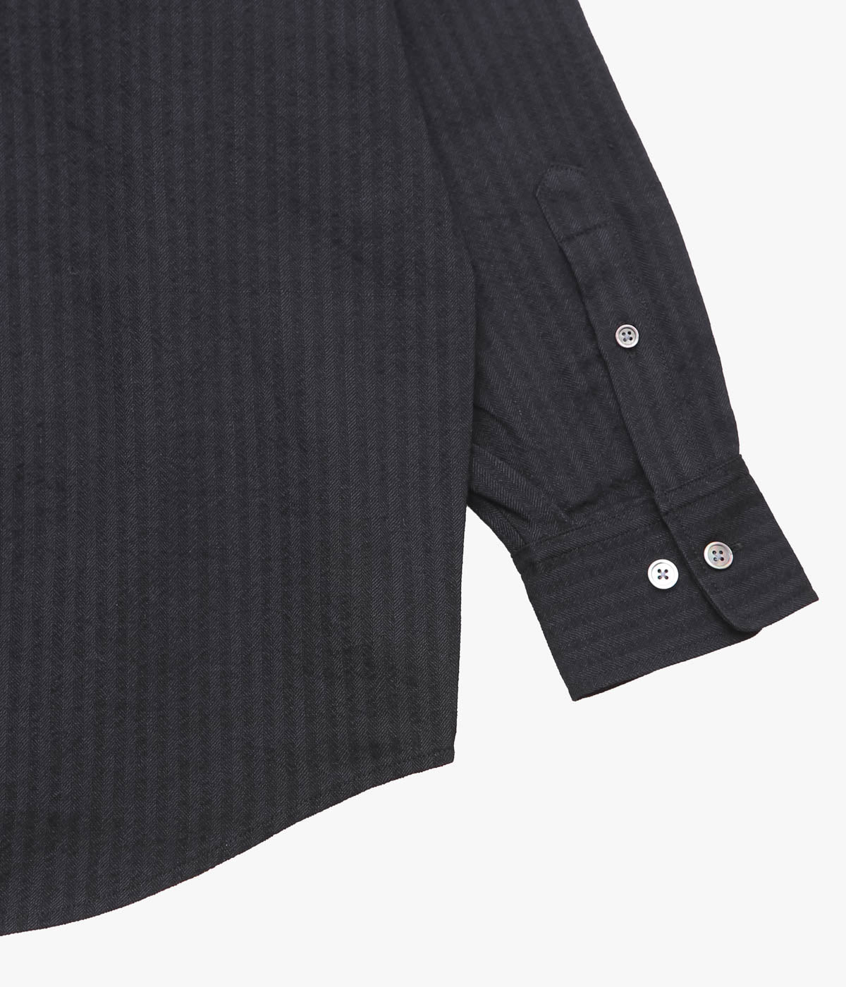 I AM DORK ''FLAP POCKET SHIRT｜WOOL RAMIE'' (BLACK HERRINGBONE)