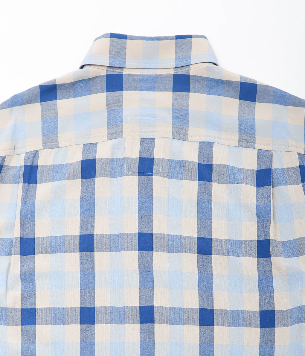 I AM DORK ''HIDDEN BUTTON SHIRTS / VISCOSE'' (BLUE×GRAY CHECK)