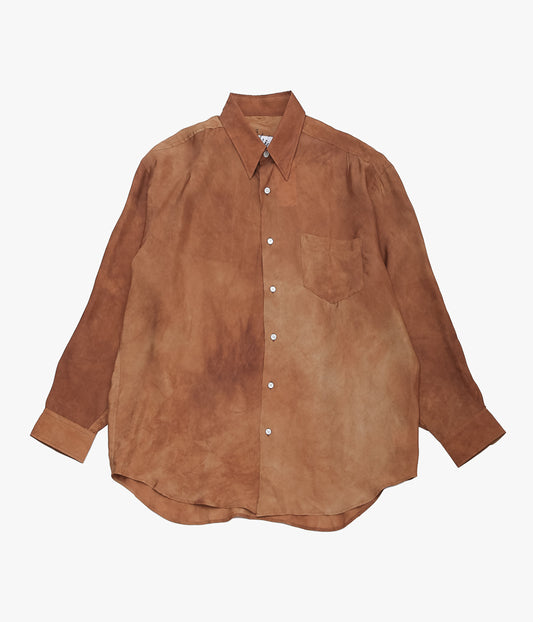 I AM DORK ''HIDDEN BUTTON SHIRTS｜VISCOSE'' (BROWN UNEVENNESS)