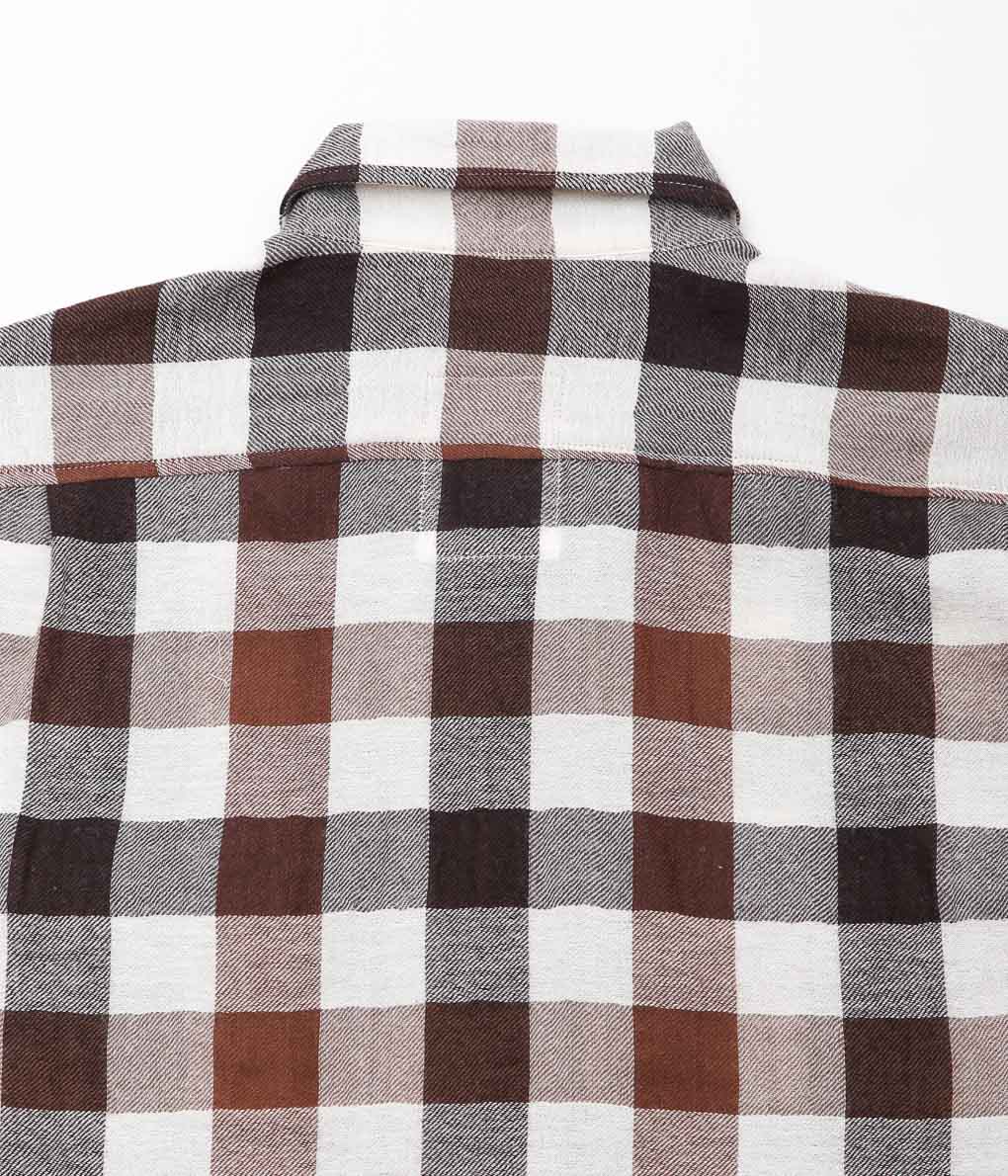 I AM DORK ''HIDDEN BUTTON SHIRTS / WOOL COTTON'' (WHITE×BROWN)