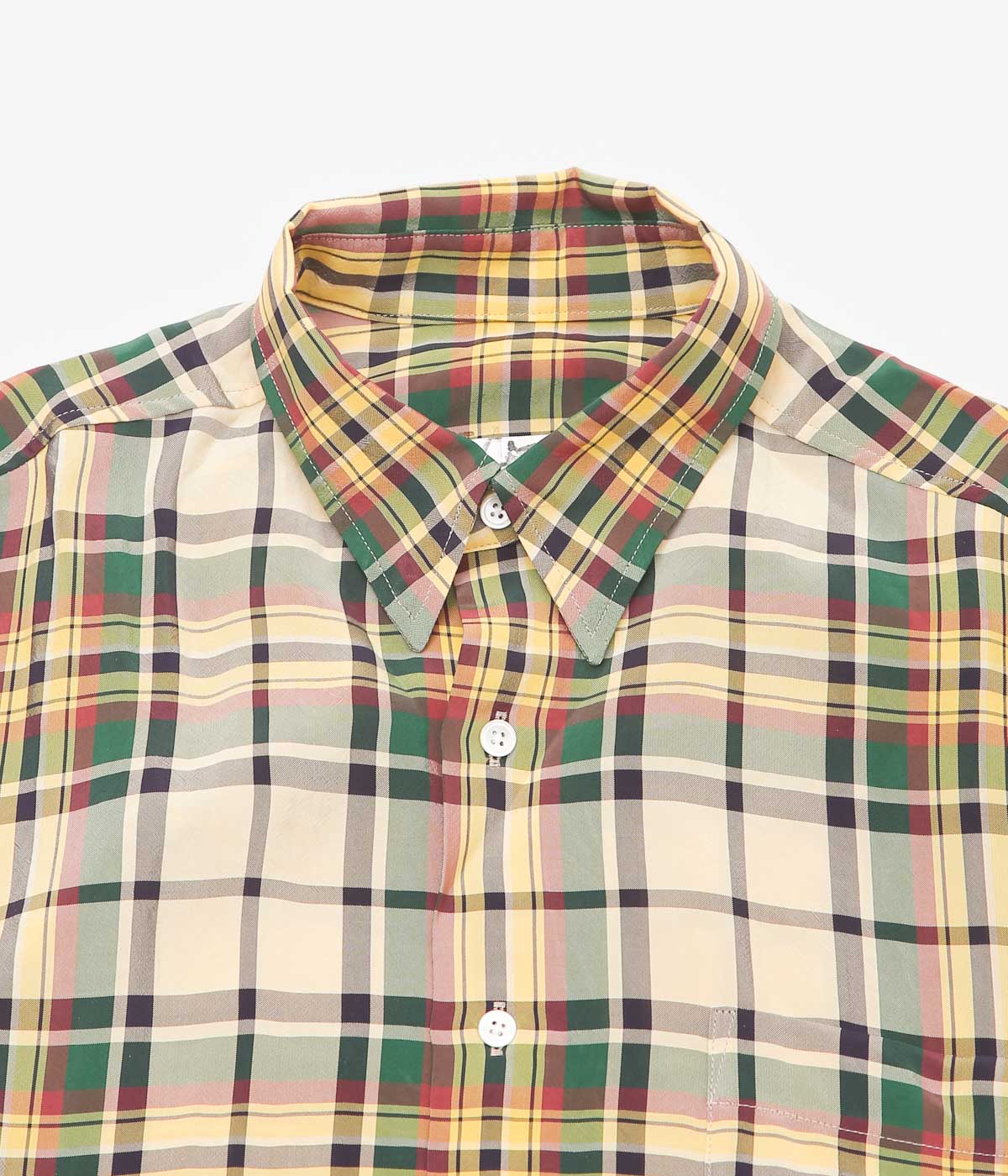 I AM DORK ''HIDDEN BUTTON SHIRTS｜VISCOSE'' (GREEN MIX)