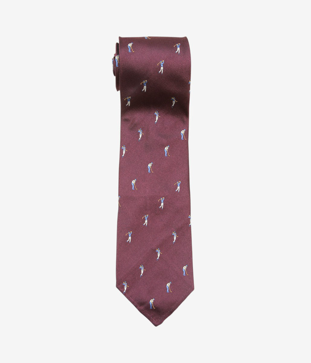 INDIVIDUALIZED ACCESSORIES ''GOLFER MOTIF TIE'' (BURGUNDY)