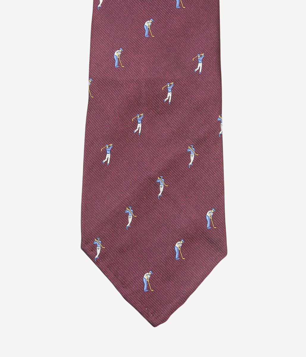 INDIVIDUALIZED ACCESSORIES ''GOLFER MOTIF TIE'' (BURGUNDY)