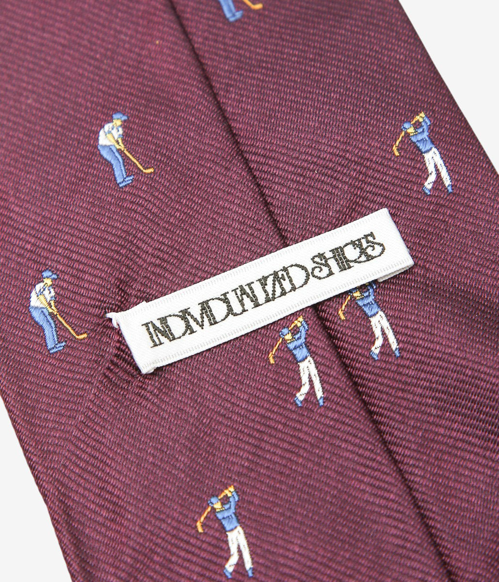 INDIVIDUALIZED ACCESSORIES ''GOLFER MOTIF TIE'' (BURGUNDY)