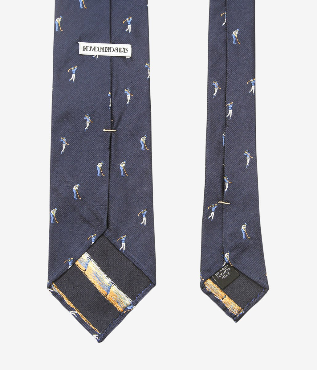 INDIVIDUALIZED ACCESSORIES ''GOLFER MOTIF TIE'' (NAVY)