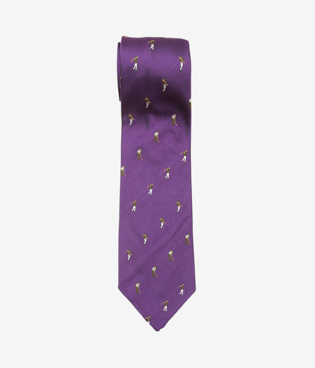 INDIVIDUALIZED ACCESSORIES ''GOLFER MOTIF TIE'' (PURPLE)