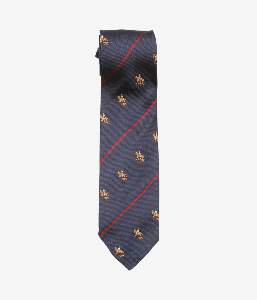 INDIVIDUALIZED ACCESSORIES ''HORSE&RIDER MOTIF STRIPE TIE'' (NAVY)