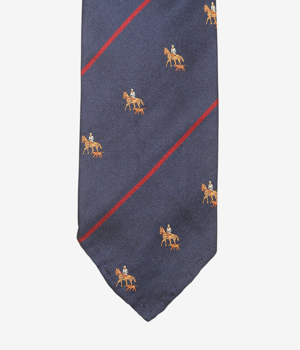 INDIVIDUALIZED ACCESSORIES ''HORSE&RIDER MOTIF STRIPE TIE'' (NAVY)