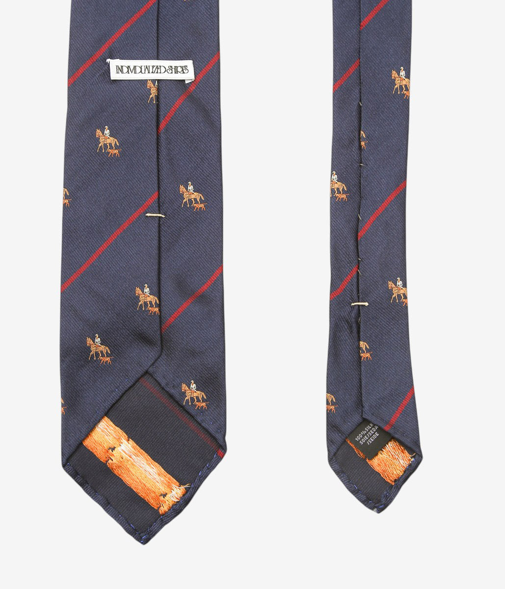 INDIVIDUALIZED ACCESSORIES ''HORSE&RIDER MOTIF STRIPE TIE'' (NAVY)