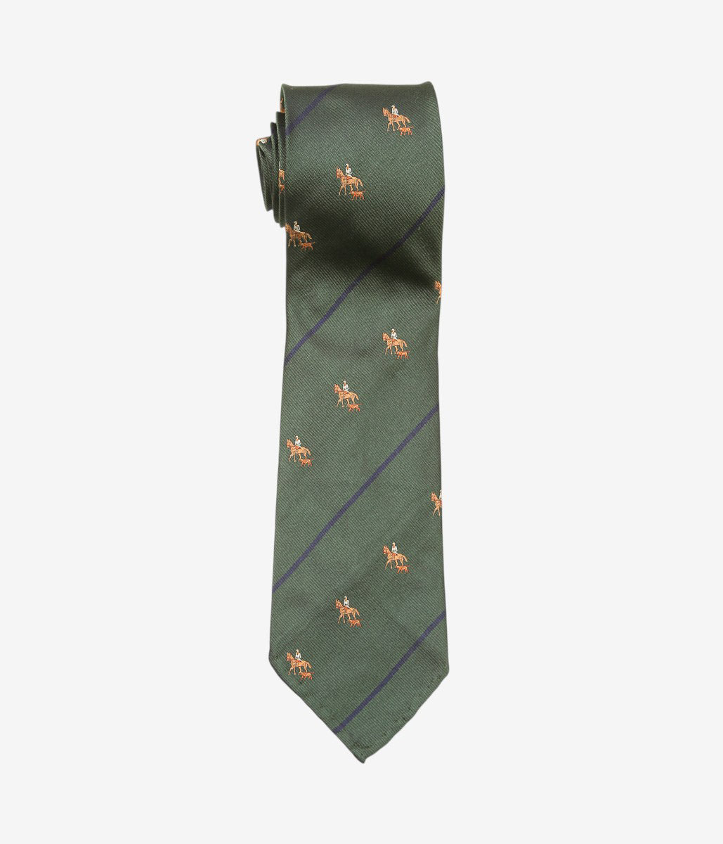 INDIVIDUALIZED ACCESSORIES ''HORSE&RIDER MOTIF STRIPE TIE'' (OLIVE)