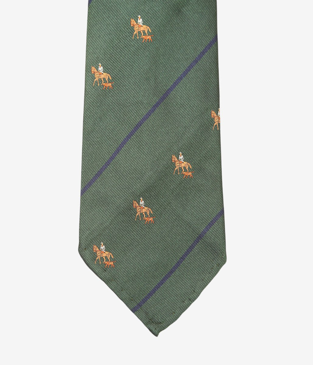 INDIVIDUALIZED ACCESSORIES ''HORSE&RIDER MOTIF STRIPE TIE'' (OLIVE)
