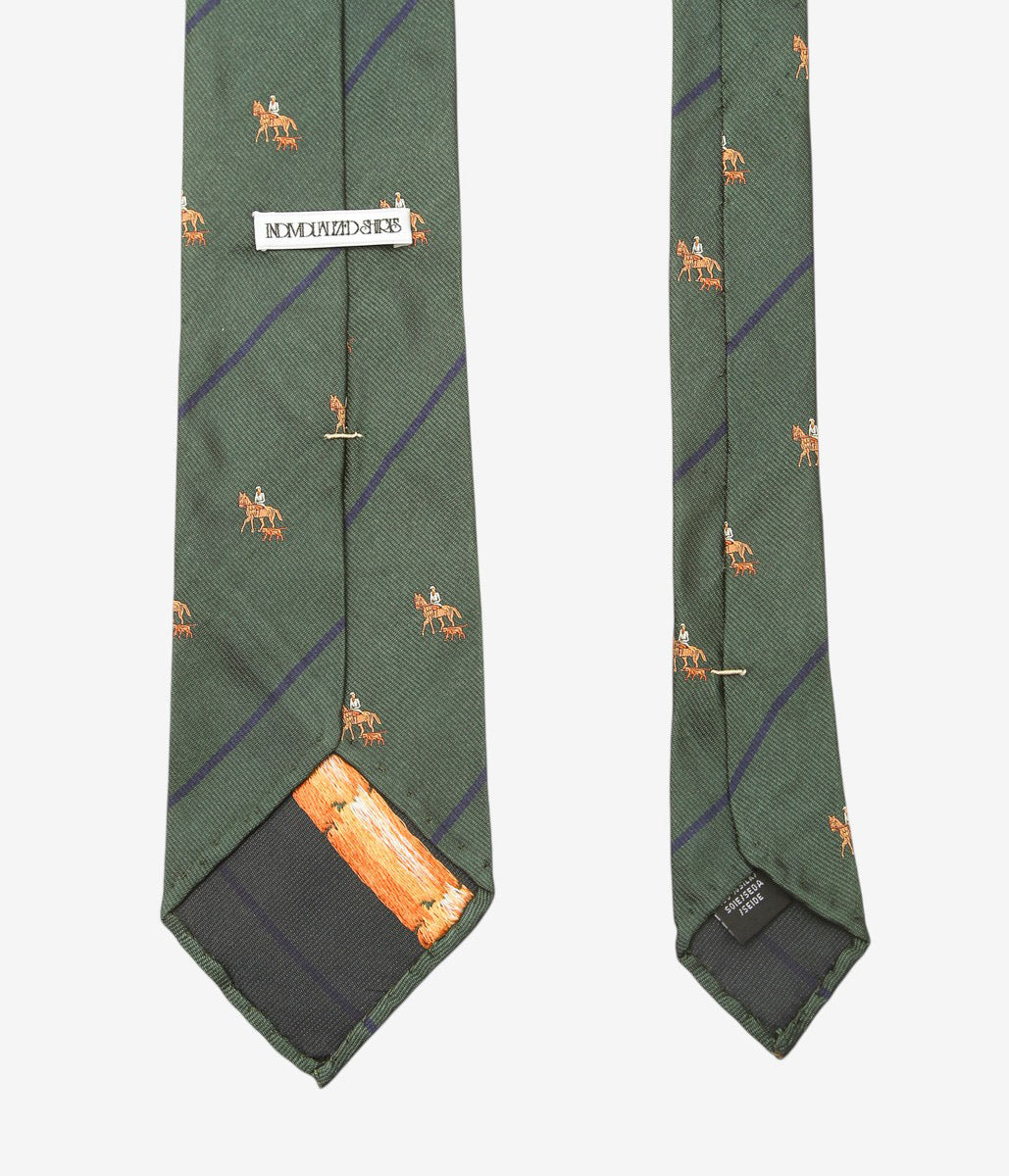 INDIVIDUALIZED ACCESSORIES ''HORSE&RIDER MOTIF STRIPE TIE'' (OLIVE)