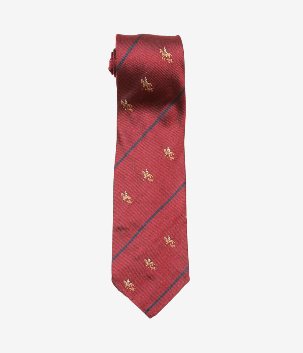 INDIVIDUALIZED ACCESSORIES ''HORSE&RIDER MOTIF STRIPE TIE'' (RED)