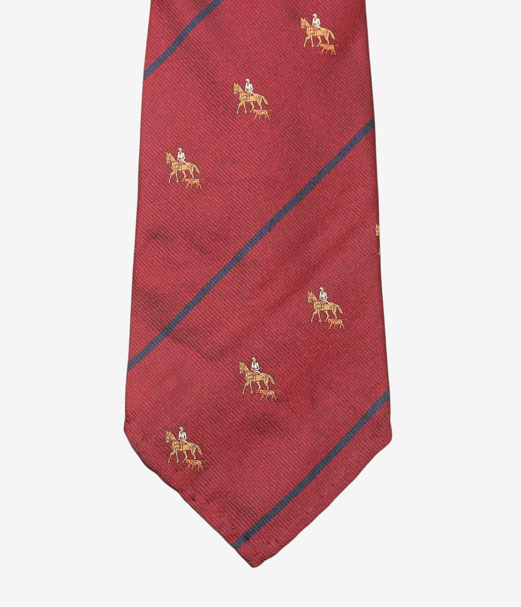 INDIVIDUALIZED ACCESSORIES ''HORSE&RIDER MOTIF STRIPE TIE'' (RED)