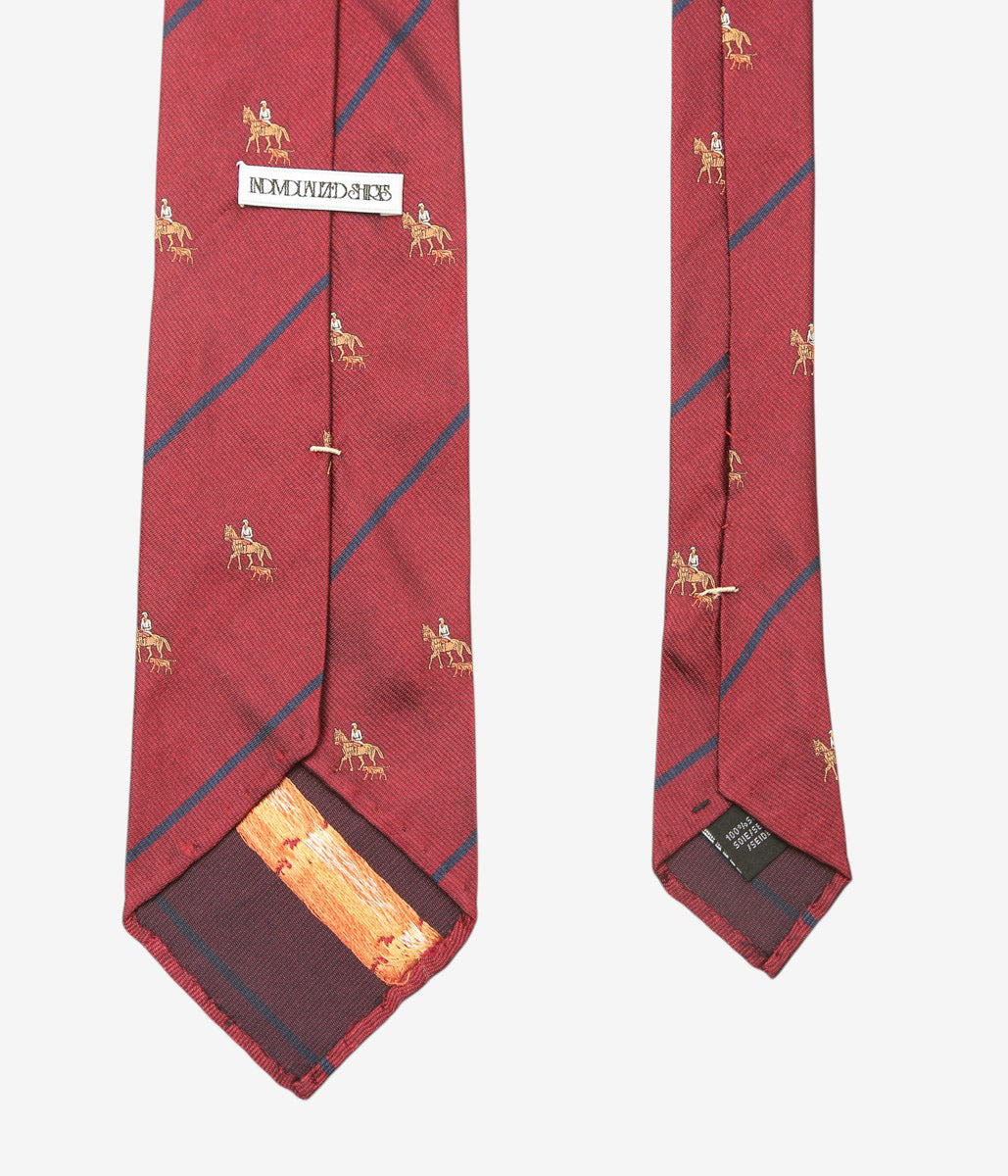 INDIVIDUALIZED ACCESSORIES ''HORSE&RIDER MOTIF STRIPE TIE'' (RED)
