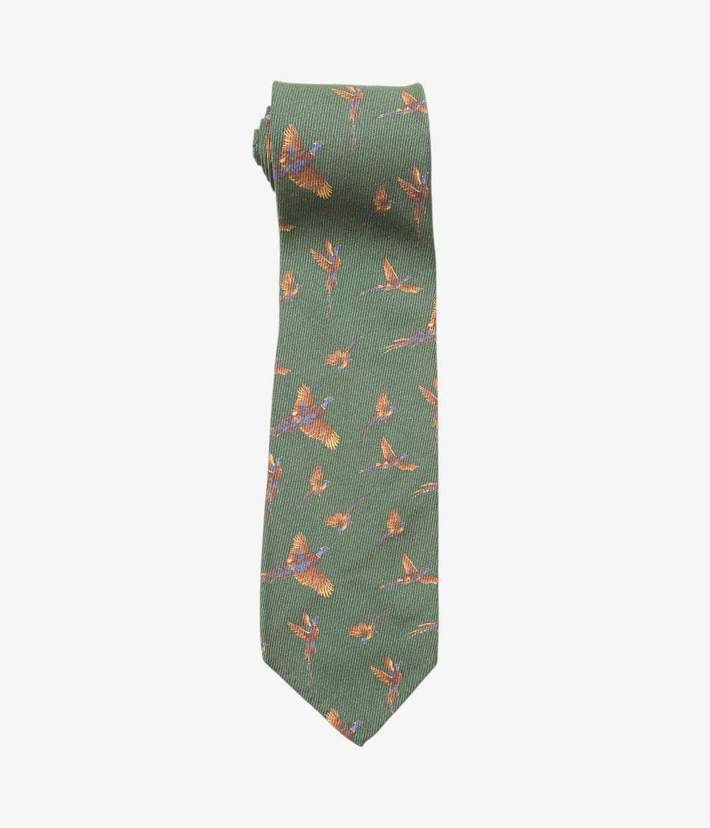 INDIVIDUALIZED ACCESSORIES ''PHEASANT MOTIF TIE'' (GREEN)