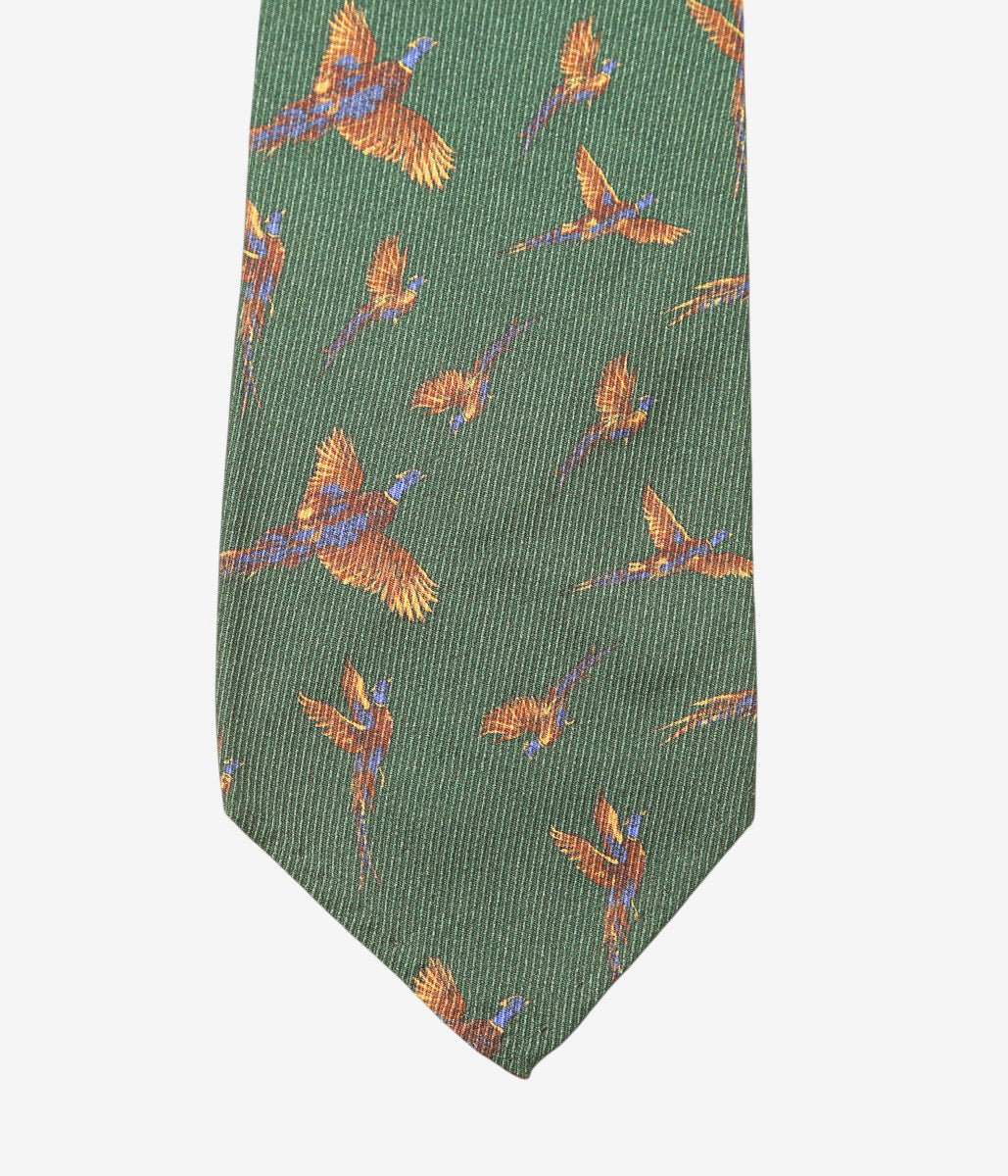 INDIVIDUALIZED ACCESSORIES ''PHEASANT MOTIF TIE'' (GREEN)