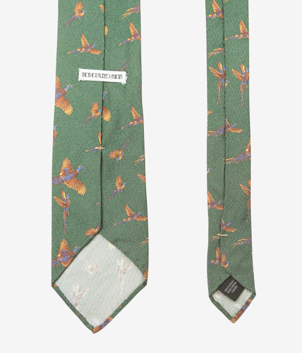INDIVIDUALIZED ACCESSORIES ''PHEASANT MOTIF TIE'' (GREEN)