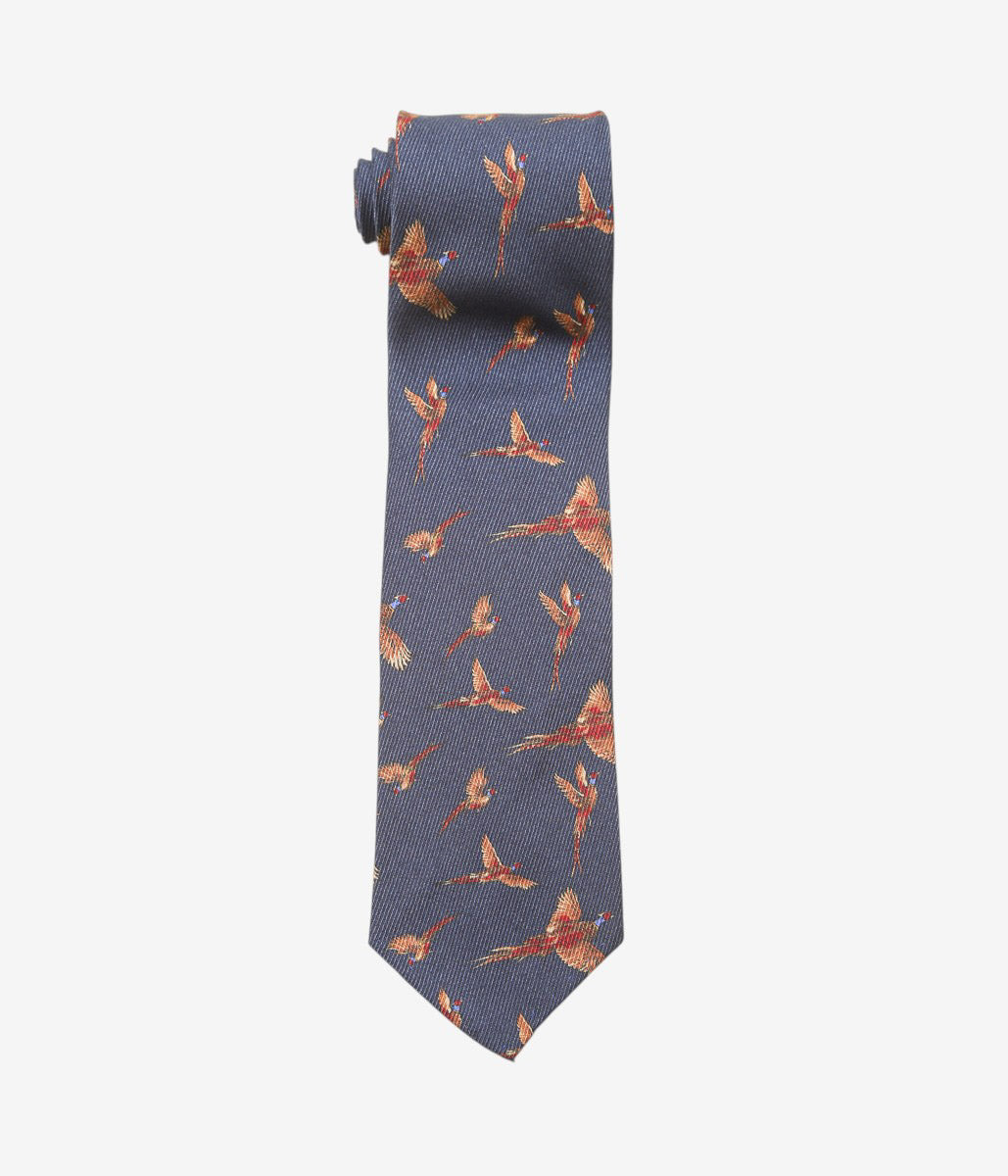 INDIVIDUALIZED ACCESSORIES ''PHEASANT MOTIF TIE'' (NAVY)
